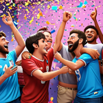 **

*Prompt:* A heartwarming scene with Titipo and his friends celebrating a successful team effort, confetti falling, vibrant colors, friendly atmosphere, emphasizing friendship and collaboration, cartoon style.

**