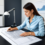 **

"A professional female architect in a modern office in Barcelona, Spain, reviewing blueprints at her desk, fully clothed in a stylish but modest business outfit, appropriate attire for a workplace, safe for work, perfect anatomy, correct proportions, well-formed hands, natural pose, professional photography, high quality."

**