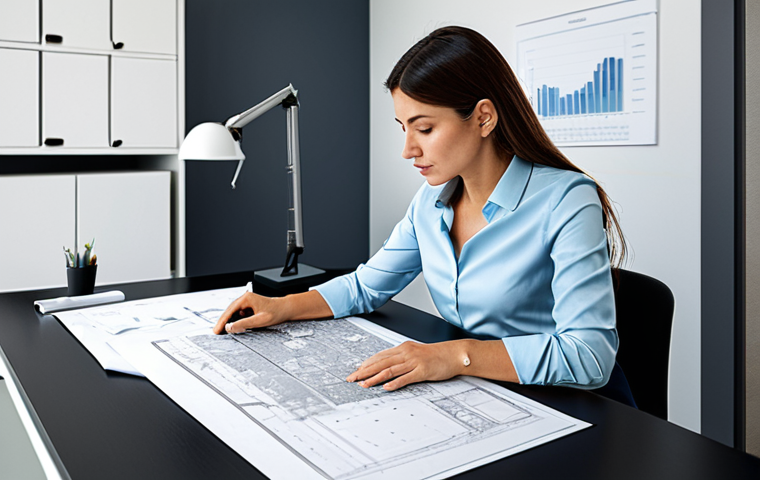 **

"A professional female architect in a modern office in Barcelona, Spain, reviewing blueprints at her desk, fully clothed in a stylish but modest business outfit, appropriate attire for a workplace, safe for work, perfect anatomy, correct proportions, well-formed hands, natural pose, professional photography, high quality."

**