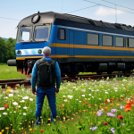 띠띠뽀 캐릭터들과의 가상 인터뷰 - **Image Prompt 1:** "Diesel, the diesel train, surrounded by vibrant wildflowers in a field. He is f...
