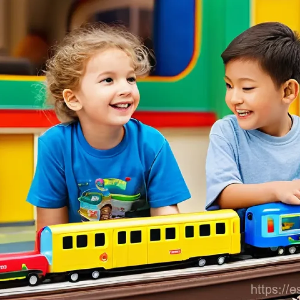 띠띠뽀 캐릭터 상품 출시 일정 - **Prompt:** "A vibrant, eye-level shot of a detailed, interactive Titipo train set. The main charact...