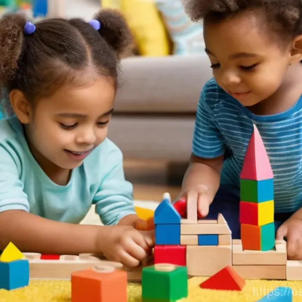 띠띠뽀와 새로운 형태의 놀이 문화 - **Prompt: The Joy of Traditional Building Blocks**
    "A bright, naturally lit image of two diverse...