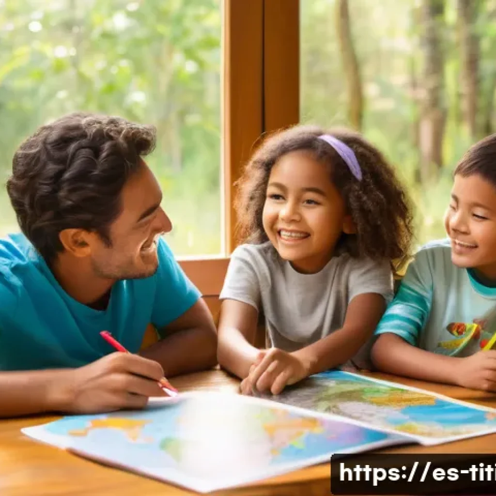 띠띠뽀와 함께하는 가족 여행 플랜 - **Prompt 1: Family Planning an Adventure Together**
    "A cozy indoor scene of a multi-ethnic famil...