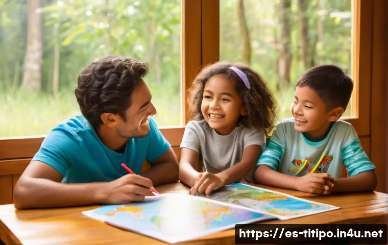 띠띠뽀와 함께하는 가족 여행 플랜 - **Prompt 1: Family Planning an Adventure Together**
    "A cozy indoor scene of a multi-ethnic famil...