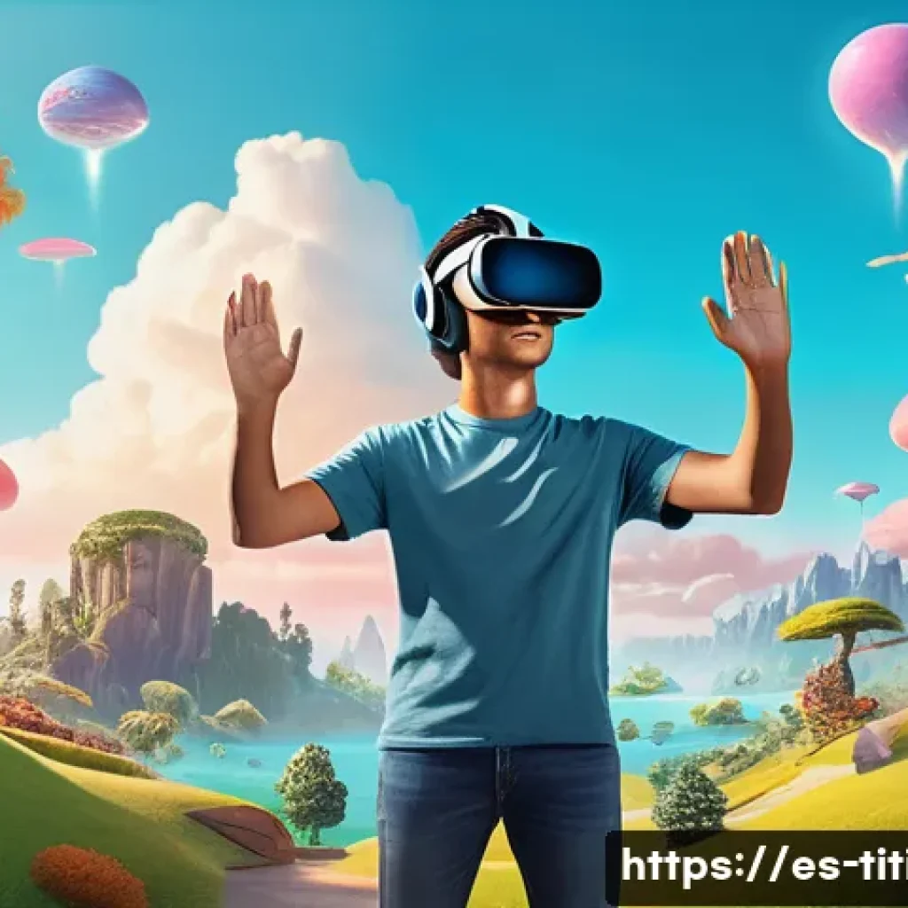 띠띠뽀와 애니메이션 산업의 미래 - **Prompt:** A vibrant and immersive virtual reality experience. A young adult, dressed in casual eve...