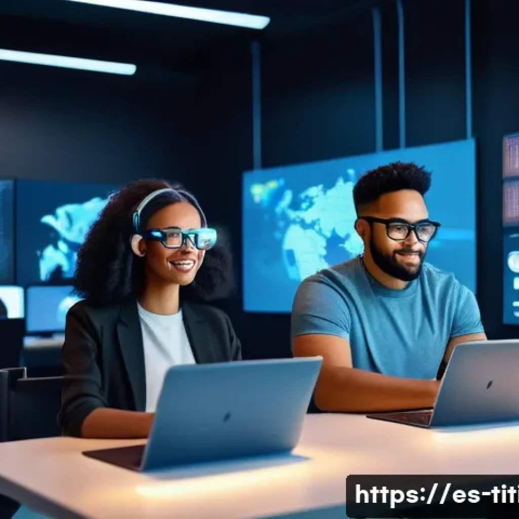 띠띠뽀와 애니메이션 산업의 협력 - A vibrant digital animation studio scene showcasing a diverse multicultural team of animators and te...