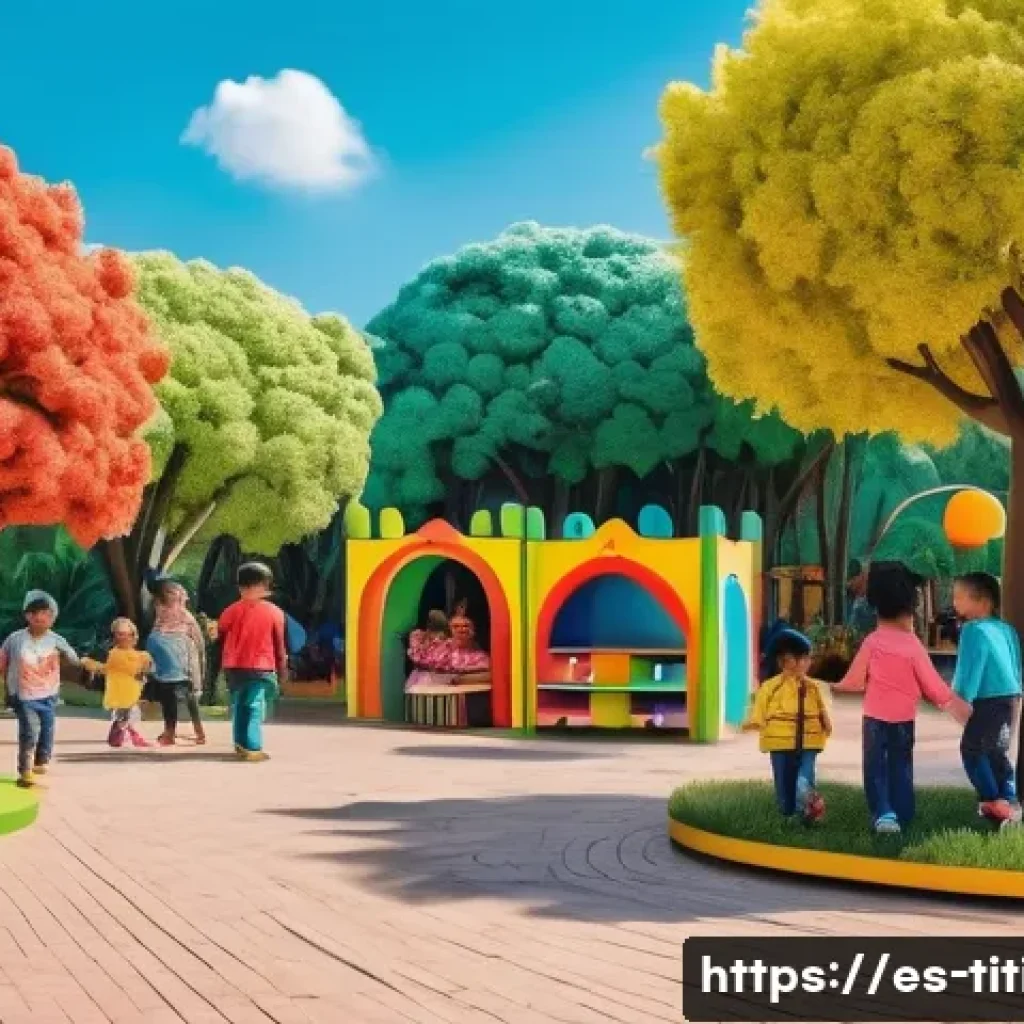띠띠뽀 콘텐츠의 글로벌 확장 가능성 - A vibrant, colorful children’s park scene in a Latin American city during a traditional festival. Th...
