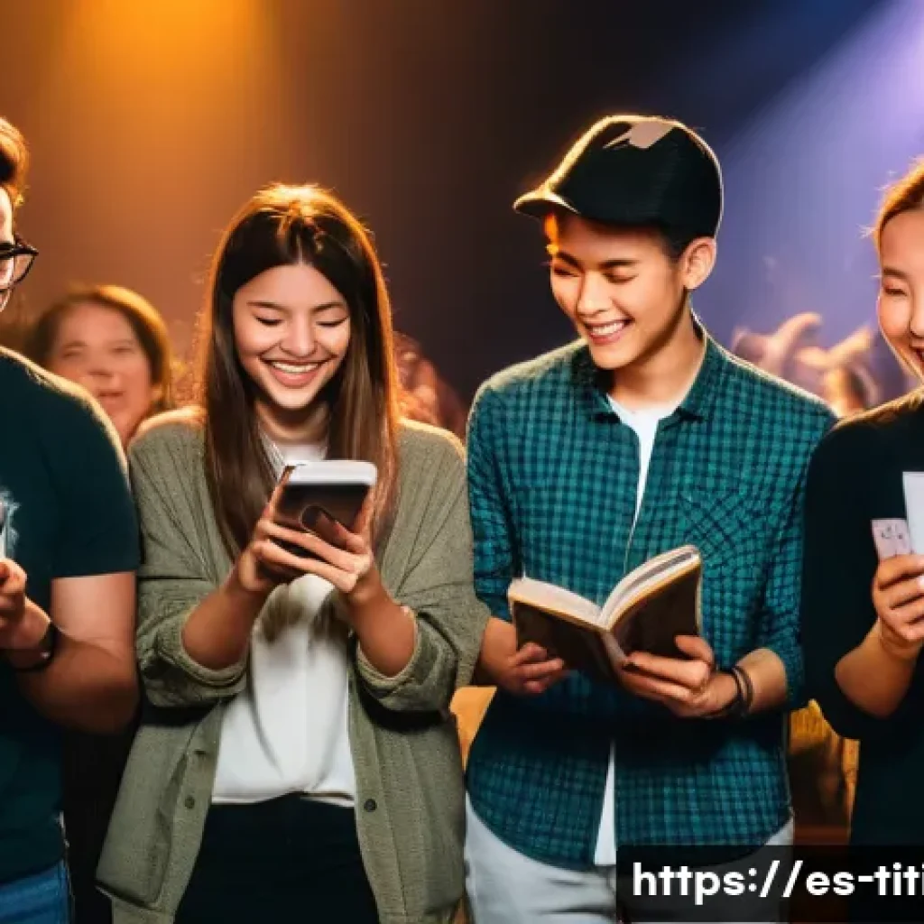 띠띠뽀와 팬들과의 특별한 만남 - A warm and lively indoor concert setting showing a diverse group of fans and artists engaging in gen...