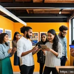 띠띠뽀 팬덤 활동 - A vibrant, multicultural creative workshop scene showcasing a diverse group of young adults collabor...